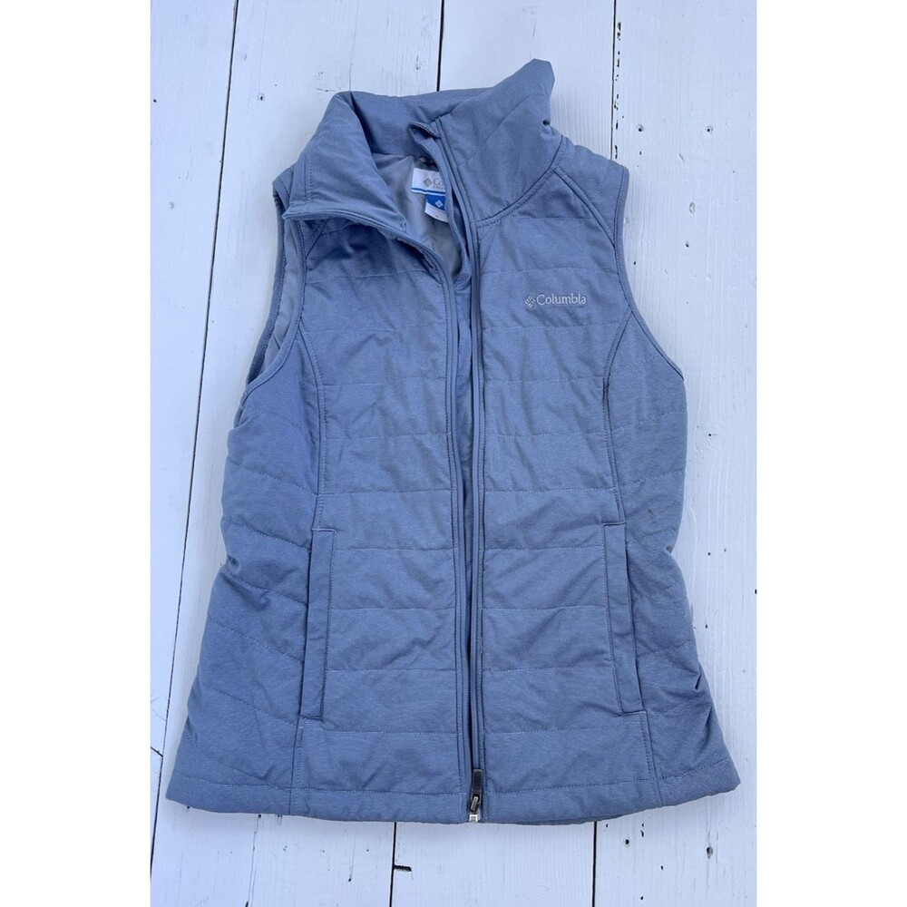 Columbia Gray Full Zip Front Sleeveless Puffer Quilted Vest Women’s Size Medium